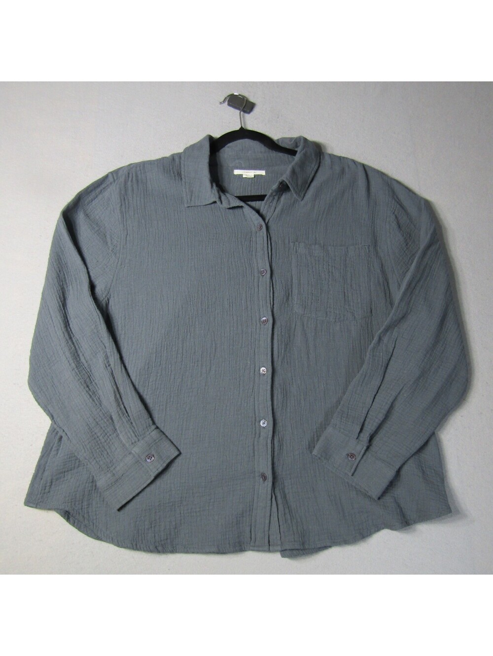NWT O'Neill Leni Relaxed Button-Up Shirt Woman's L Grey